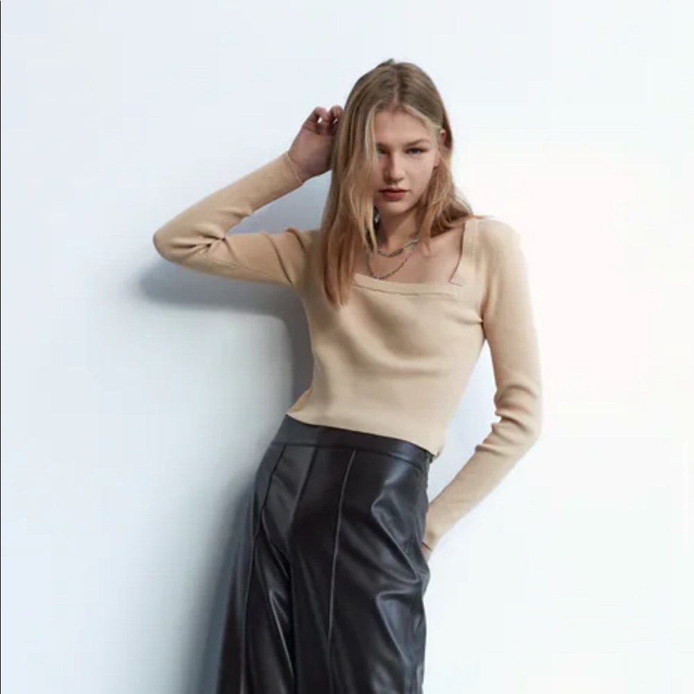 Zara Square Neck Knit Top